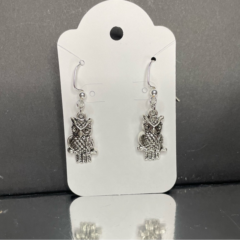 Handmade Owl Fishhook earrings - Picture 2 of 2